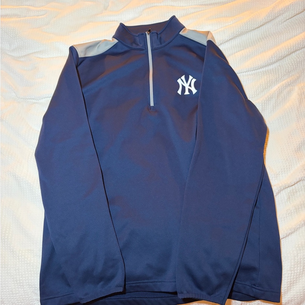 New York Yankees Navy and Gray Quarter-Zip Jacket